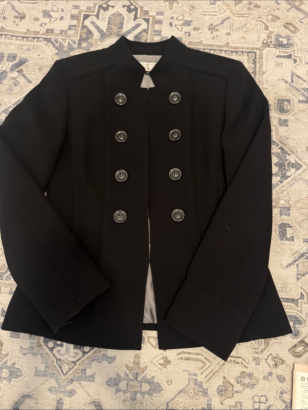 Tahari Arthur S Levine Women’s 4P Black Military Double Breasted Jacket